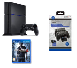 Sony PlayStation 4 with Uncharted 4: A Thief's End & Twin Docking Station Bundle